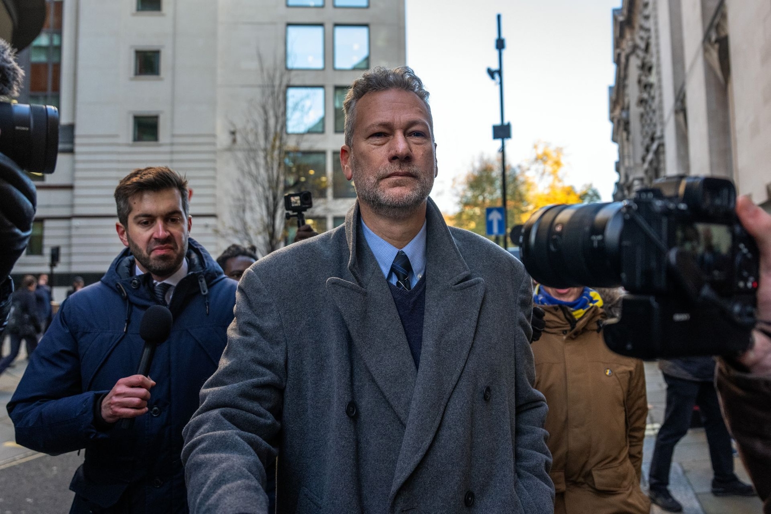 Former Reform UK Wales leader Nathan Gill arrives at the Old Bailey, the Central Criminal Court of England and Wales, in London, England, on Nov. 21, 2025.