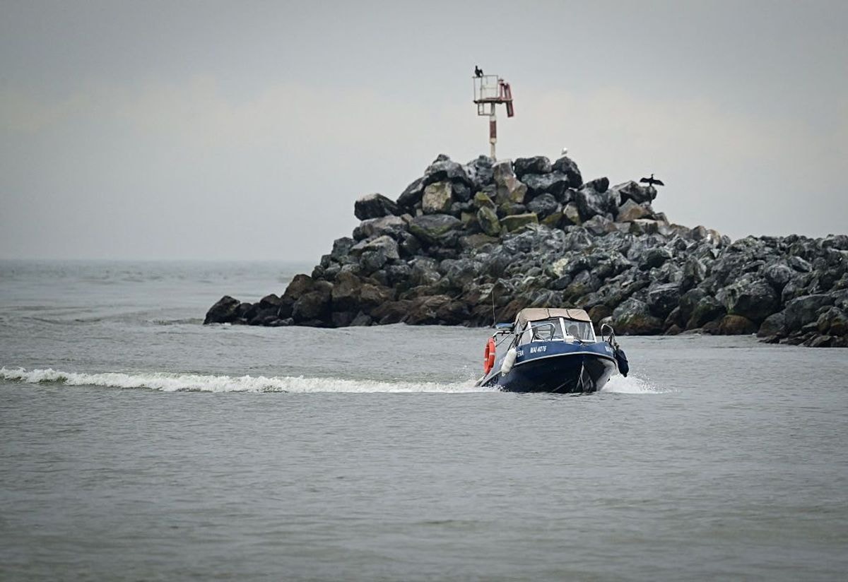 A fast Border Police patrol boat near the mouth of the Sulina branch of the Danube.
