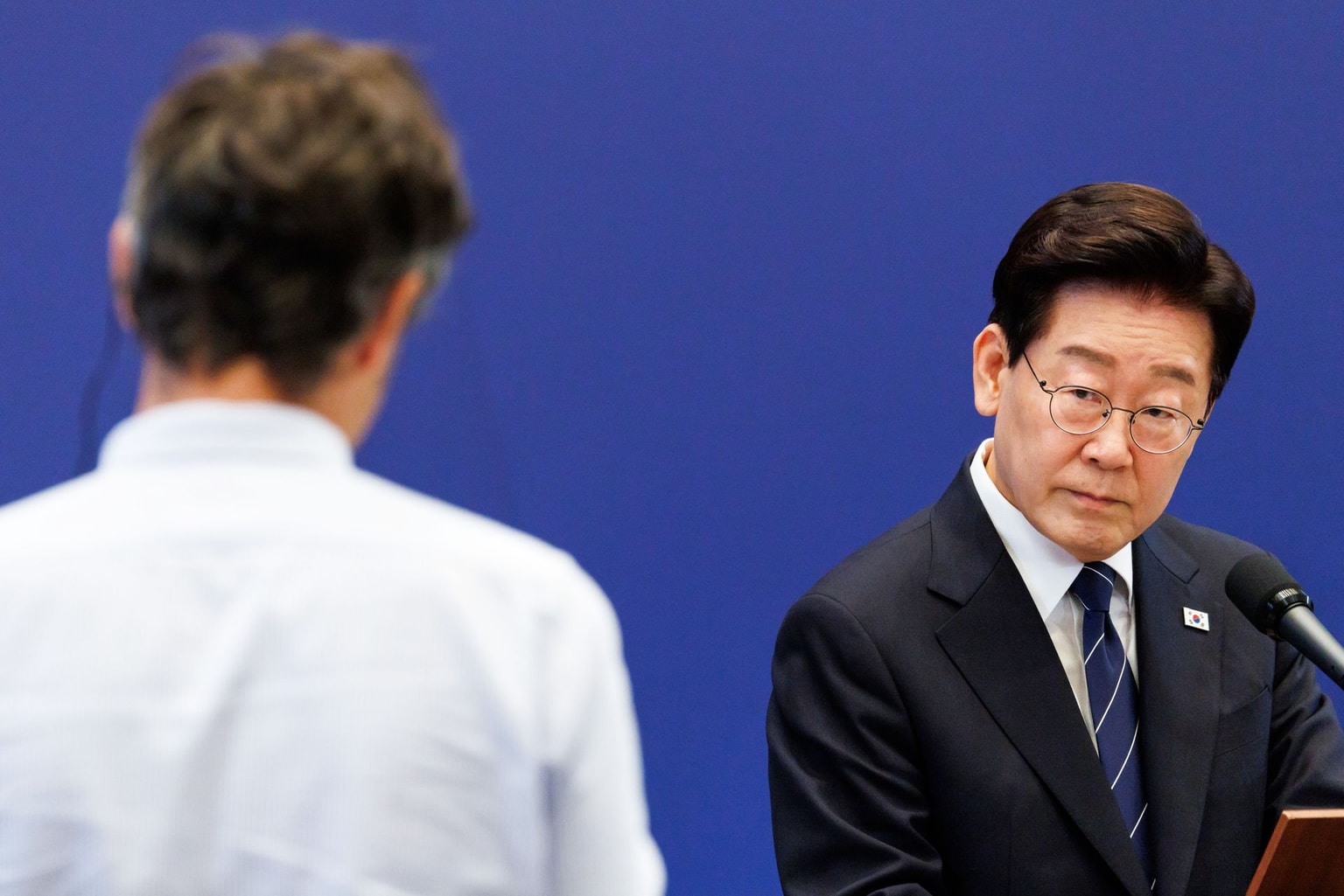 Lee Jae Myung at a news conference in Seoul, South Korea, on Sept. 18, 2026.