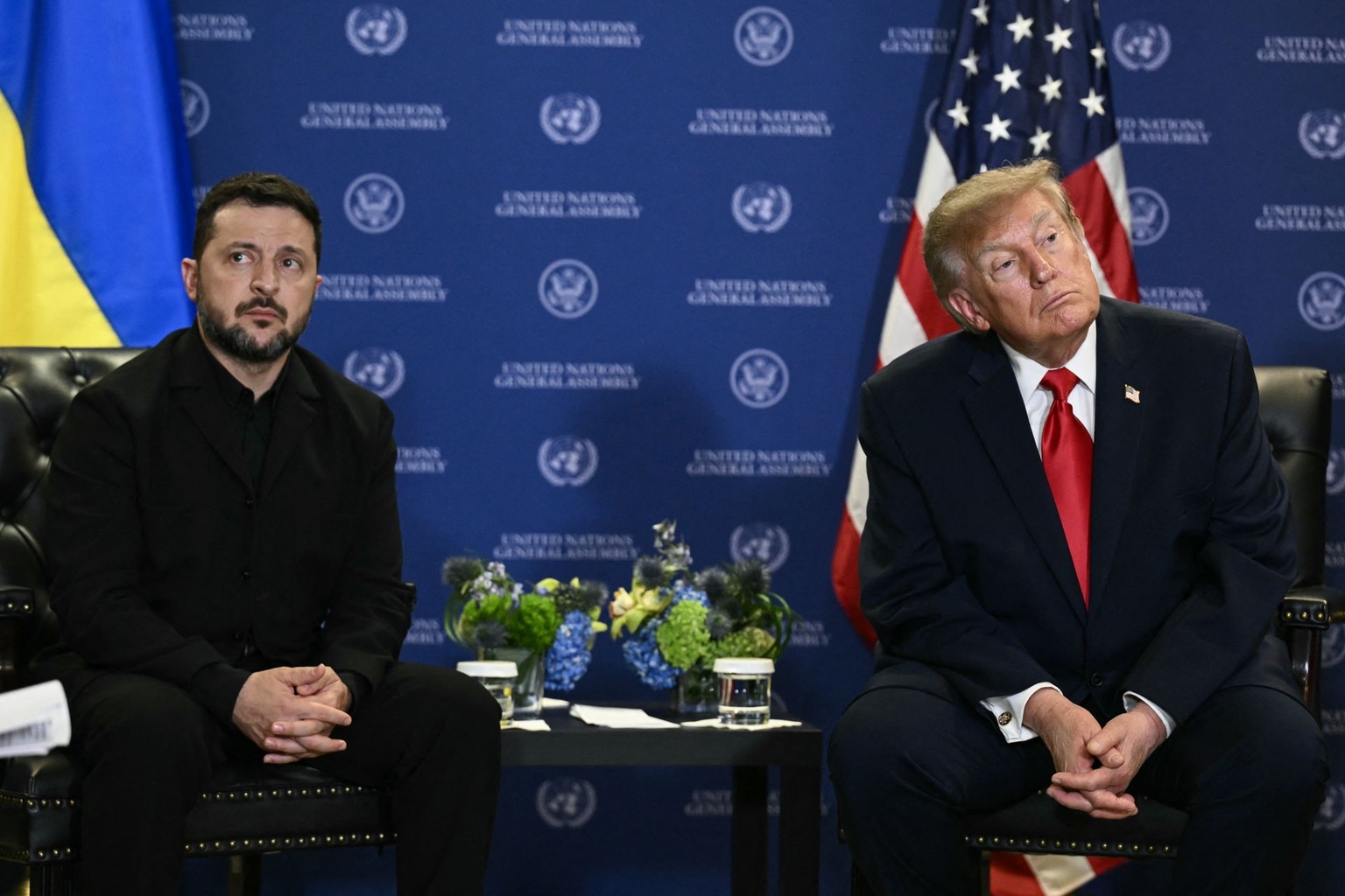 Zelenskyy looks on during a meeting with Trump in New York, U.S., on Sept. 22, 2026.