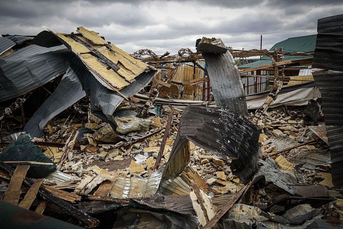 The aftermath of two Russian missile strikes on a farm's vegetable storage facility on Sept. 24, 2026.
