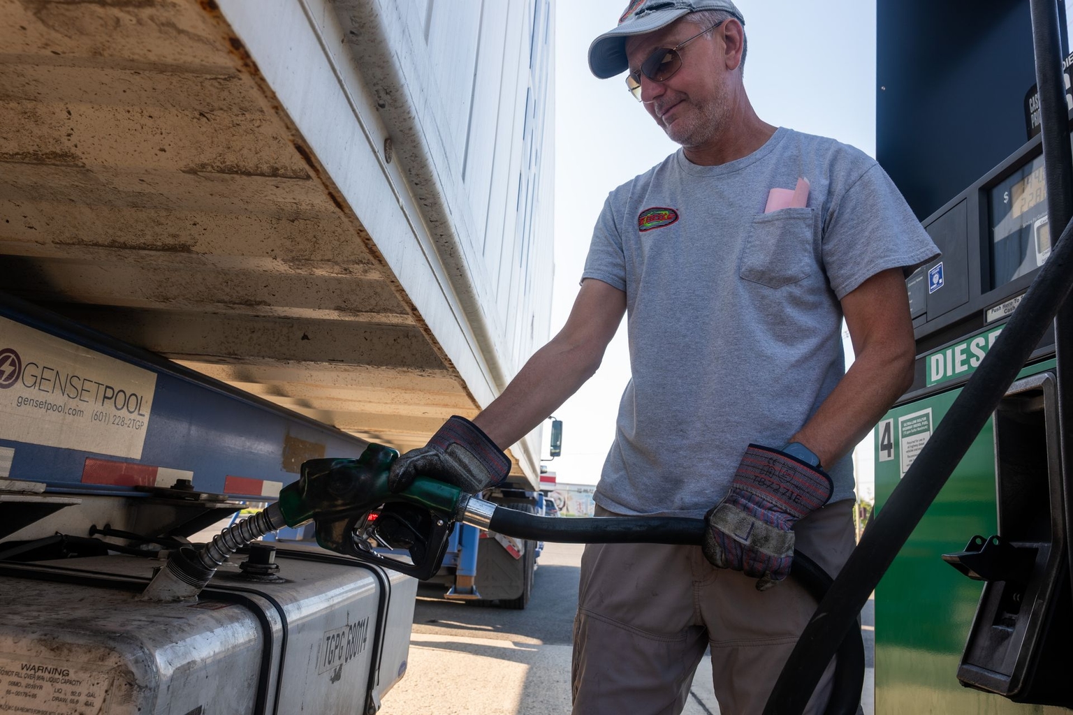 A gas station employee fills a truck with diesel fuel in Bayonne, New Jersey, on Oct. 16, 2026.
