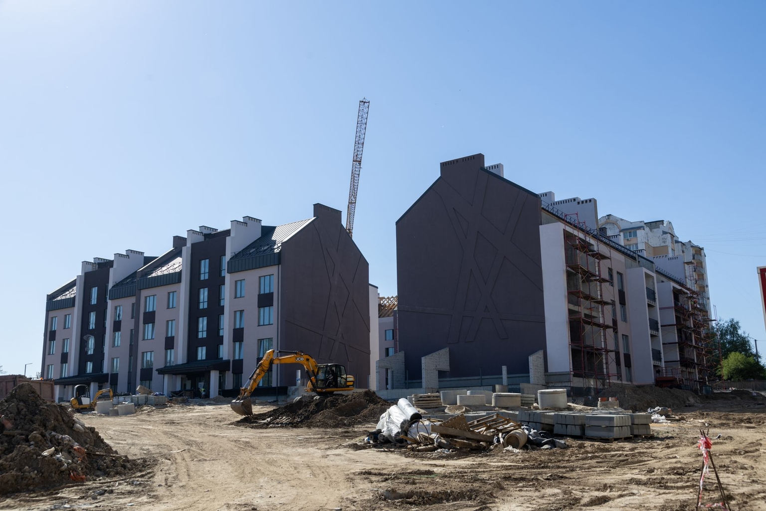 A residential building under construction through the SUR project in Zhytomyr, Ukraine, on May 6, 2026.