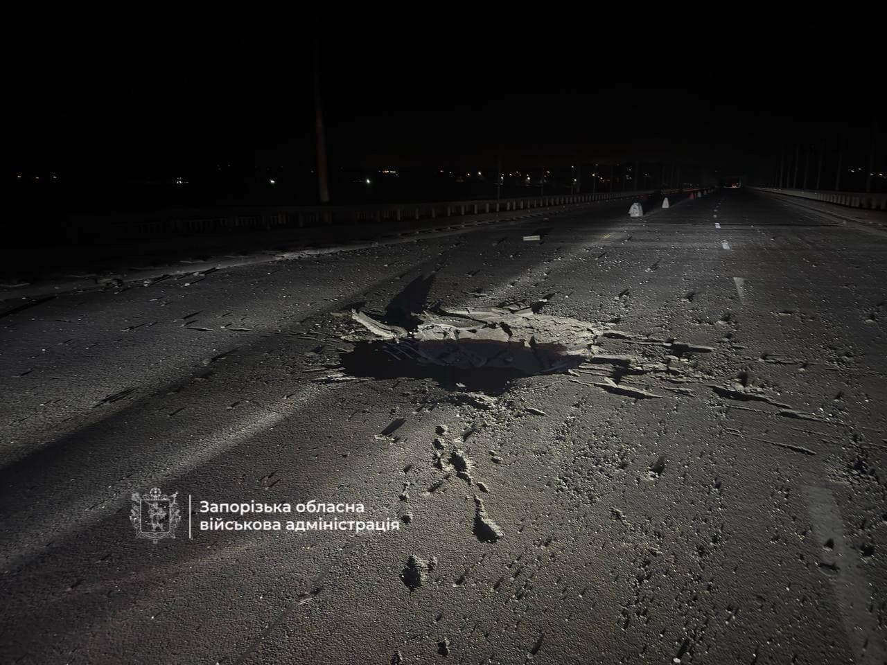 Russian drone strikes Zaporizhzhia bridge in overnight attack