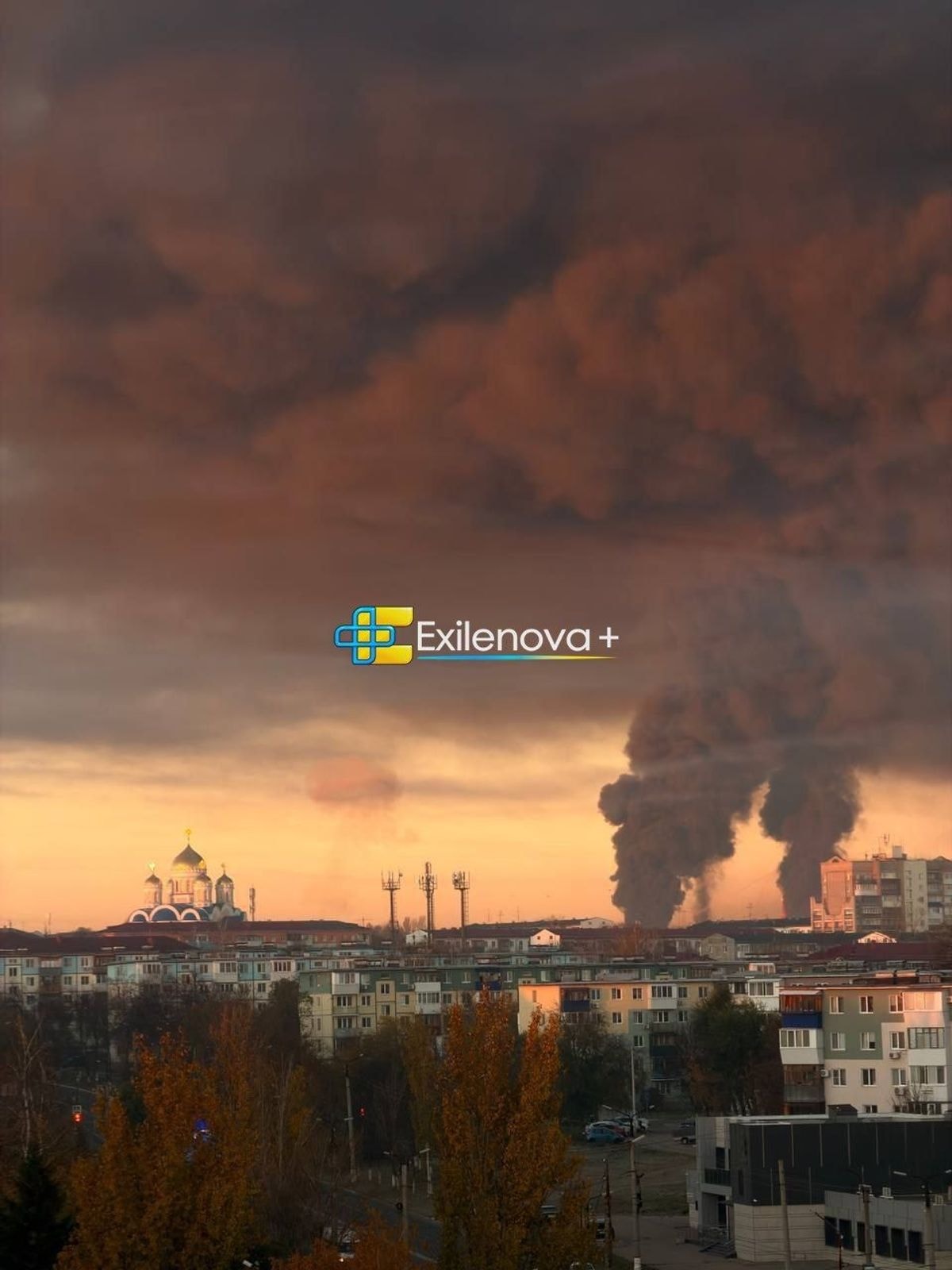 Smoke rising in Samara Oblast, Russia.