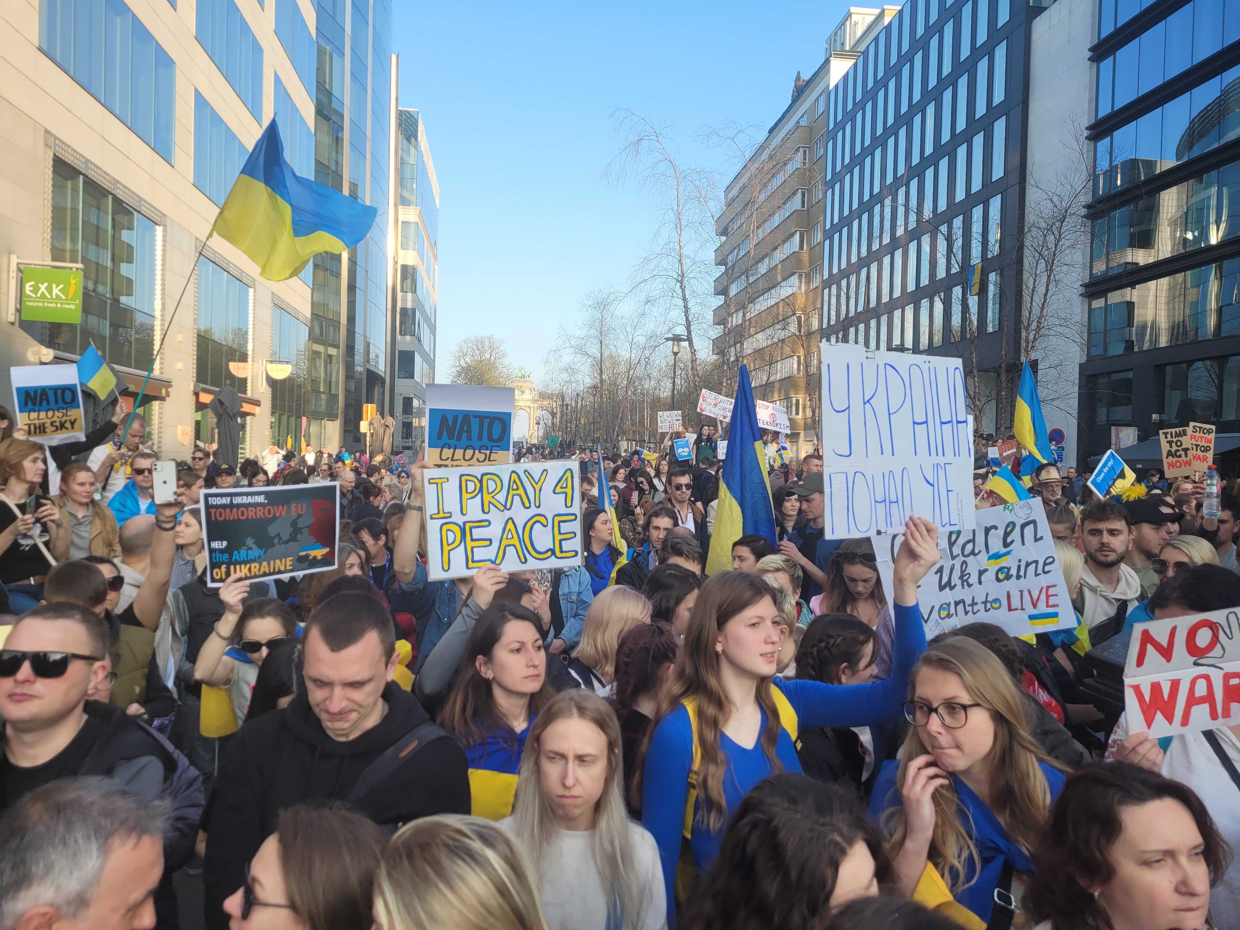 Ukrainian refugees, diaspora rally in Brussels during NATO summit, demand more Western support for Ukraine